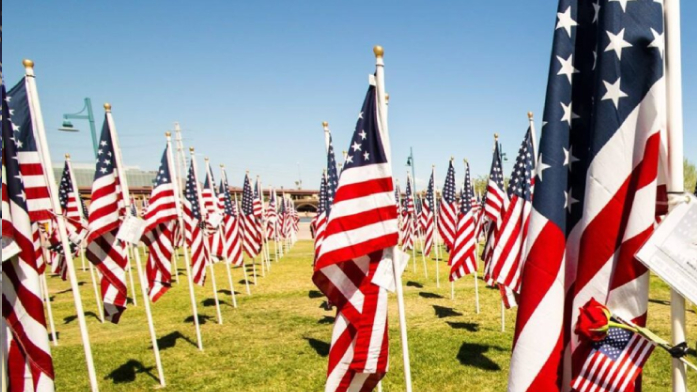 Field of American flags — honoring first responders